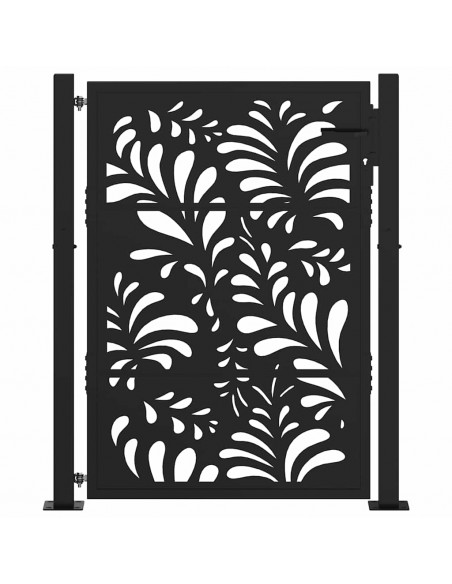 Cancello Giardino Nero 105x130 cm in Acciaio Design Ondulato
