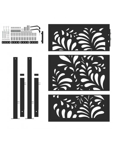 Cancello Giardino Nero 105x130 cm in Acciaio Design Ondulato