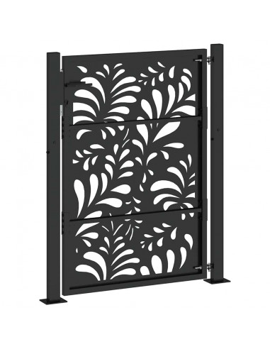 Cancello Giardino Nero 105x130 cm in Acciaio Design Ondulato