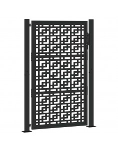 Cancello Giardino Nero 105x155 cm in Acciaio Design a Croce