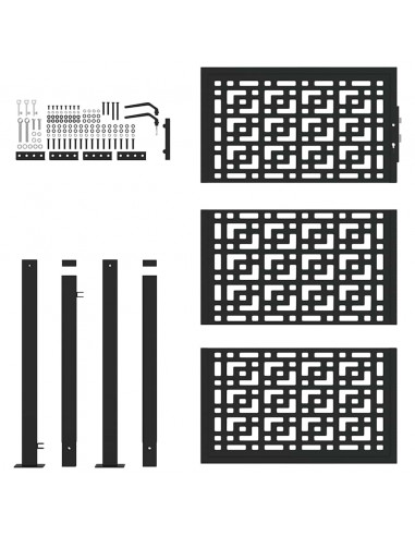 Cancello Giardino Nero 105x155 cm in Acciaio Design a Croce