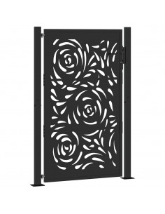 Cancello Giardino Nero 105x155 cm in Acciaio Design a Fiamma