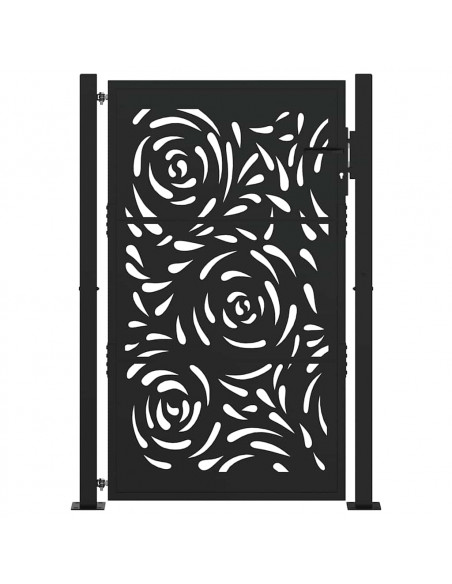 Cancello Giardino Nero 105x155 cm in Acciaio Design a Fiamma