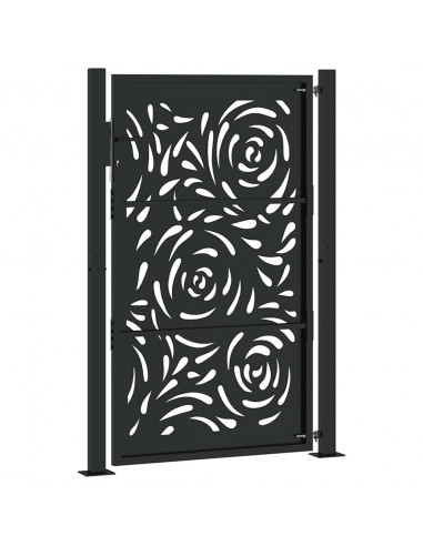 Cancello Giardino Nero 105x155 cm in Acciaio Design a Fiamma