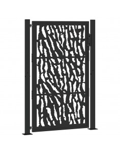 Cancello Giardino Nero 105x155 cm in Acciaio Design a Traccia