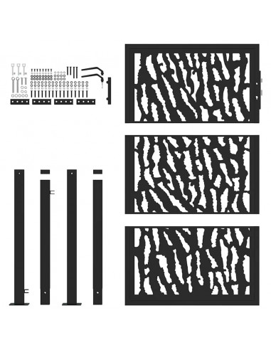 Cancello Giardino Nero 105x155 cm in Acciaio Design a Traccia