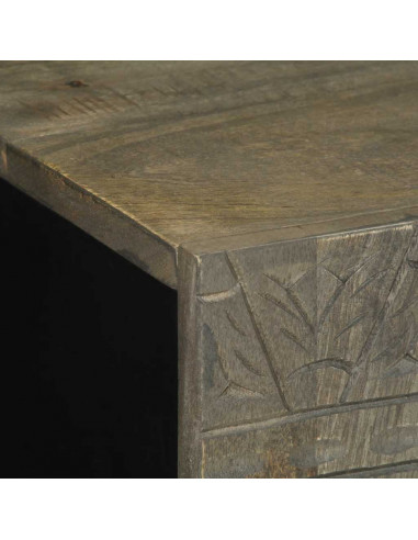 Credenza Grigio Chiaro 60x33,5x75 cm in Legno Massello di Mango