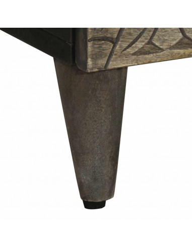 Credenza Grigio Chiaro 60x33,5x75 cm in Legno Massello di Mango