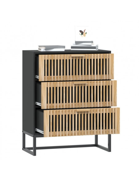 Credenza Nera 60x30x75 cm in Legno Multistrato