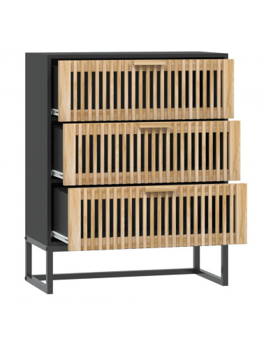 Credenza Nera 60x30x75 cm in Legno Multistrato