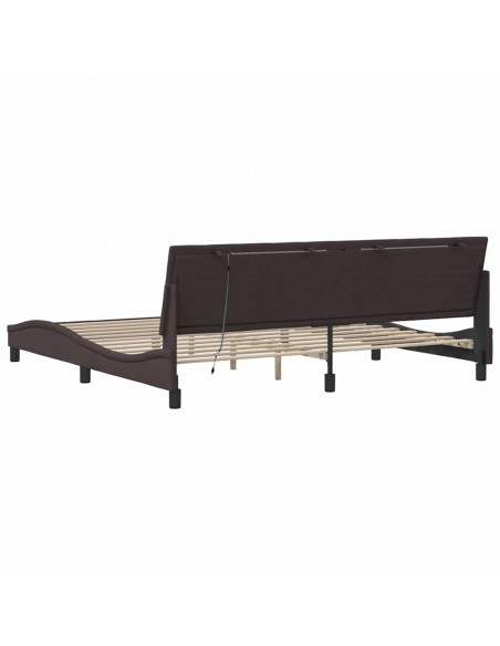 Giroletto senza Materasso Marrone Scuro 200x200 cm in Tessuto