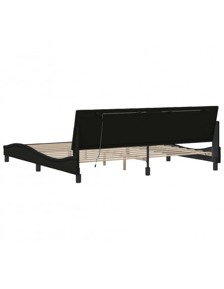 Giroletto senza Materasso Nero 200x200 cm in Tessuto