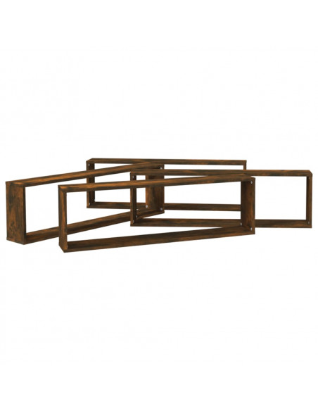 Mensole Parete Cubo 4pz Rovere Fumo 100x15x30 Legno Multistrato