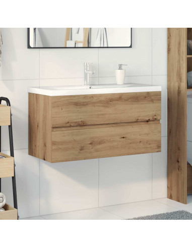 Mobile Bagno con Lavabo Integrato&Rubinetto Rovere Artigianale