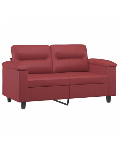 Set di Divani 3 pz con Cuscini Rosso Vino in Similpelle