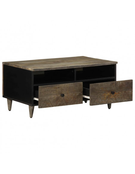 Tavolino Grigio Chiaro 80x54x40 cm in Legno Massello di Mango