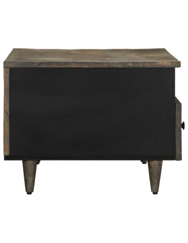 Tavolino Grigio Chiaro 80x54x40 cm in Legno Massello di Mango