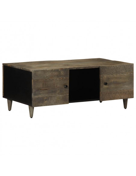 Tavolino Grigio Chiaro 100x54x40cm in Legno Massello di Mango