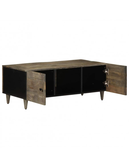 Tavolino Grigio Chiaro 100x54x40cm in Legno Massello di Mango
