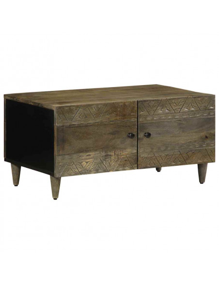 Tavolino da Salotto Grigio Chiaro 80x50x40 cm Legno di Mango