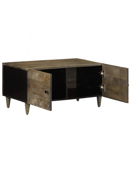 Tavolino da Salotto Grigio Chiaro 80x50x40 cm Legno di Mango