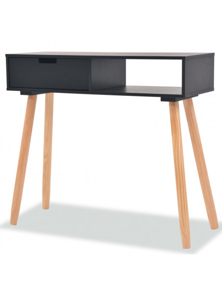 Tavolo Consolle in Legno di Pino Massello 80x30x72 cm Nero