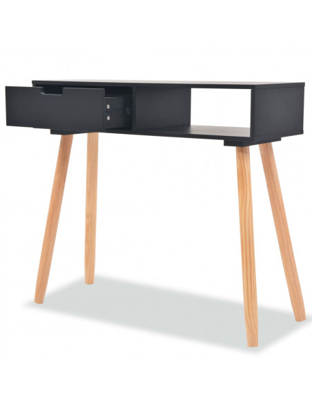 Tavolo Consolle in Legno di Pino Massello 80x30x72 cm Nero