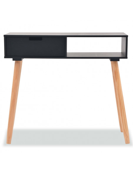 Tavolo Consolle in Legno di Pino Massello 80x30x72 cm Nero