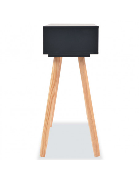 Tavolo Consolle in Legno di Pino Massello 80x30x72 cm Nero