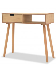 Tavolo Consolle in Legno di Pino Massello 80x30x72 cm Marrone 2