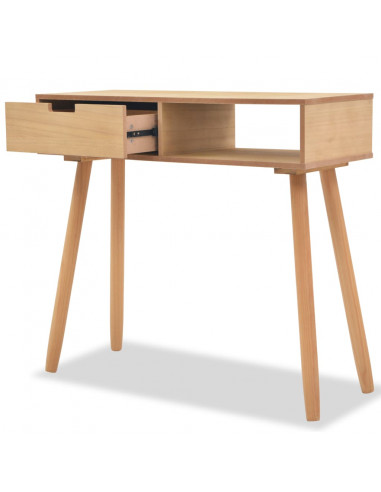 Tavolo Consolle in Legno di Pino Massello 80x30x72 cm Marrone