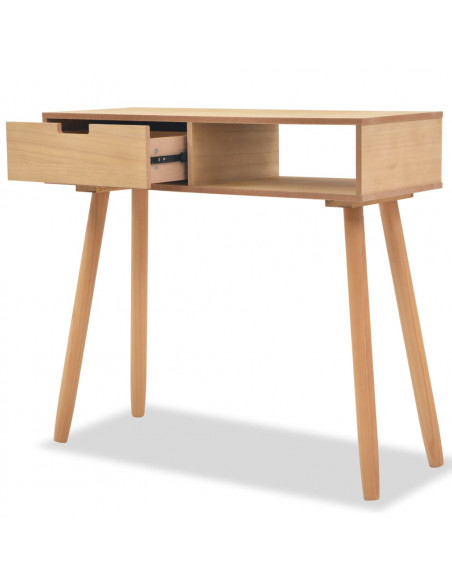 Tavolo Consolle in Legno di Pino Massello 80x30x72 cm Marrone