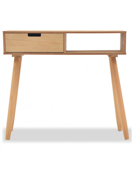 Tavolo Consolle in Legno di Pino Massello 80x30x72 cm Marrone