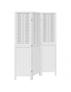 Divisorio Ambienti 3Pannelli Bianco Legno Massello di Paulownia