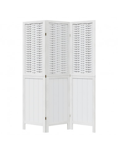 Divisorio Ambienti 3Pannelli Bianco Legno Massello di Paulownia