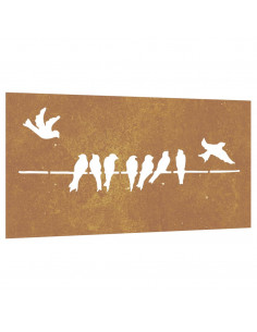 Decorazione Muro da Giardino 105x55 cm Uccello Acciaio Corten