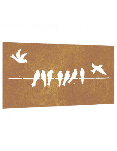 Decorazione Muro da Giardino 105x55 cm Uccello Acciaio Corten