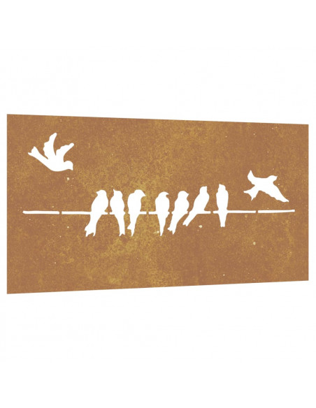 Decorazione Muro da Giardino 105x55 cm Uccello Acciaio Corten