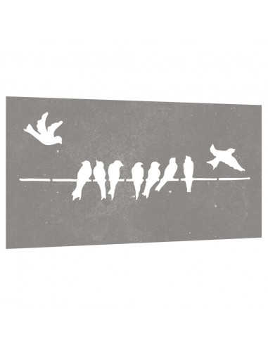 Decorazione Muro da Giardino 105x55 cm Uccello Acciaio Corten