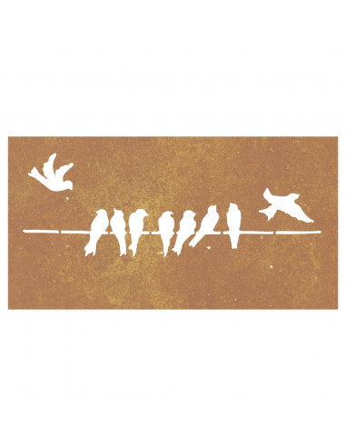 Decorazione Muro da Giardino 105x55 cm Uccello Acciaio Corten