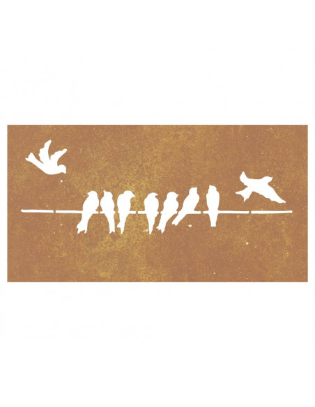 Decorazione Muro da Giardino 105x55 cm Uccello Acciaio Corten