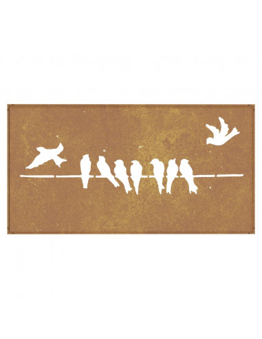 Decorazione Muro da Giardino 105x55 cm Uccello Acciaio Corten