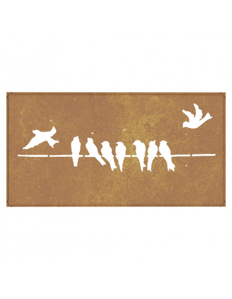 Decorazione Muro da Giardino 105x55 cm Uccello Acciaio Corten