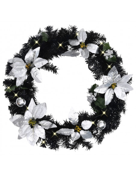 Ghirlanda di Natale con Lucine LED Nera 60 cm in PVC