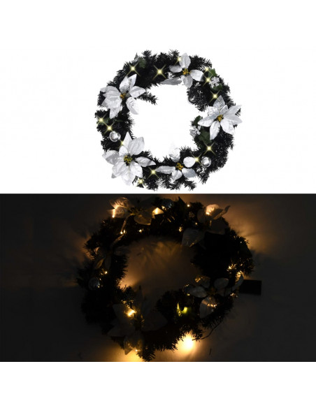 Ghirlanda di Natale con Lucine LED Nera 60 cm in PVC