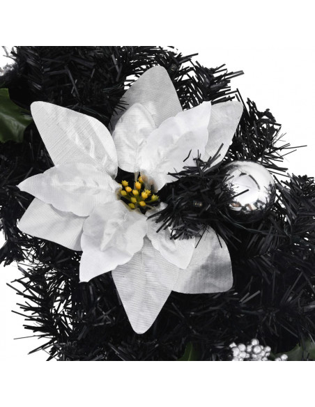 Ghirlanda di Natale con Lucine LED Nera 60 cm in PVC
