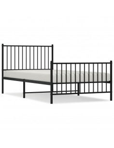 Giroletto con Testiera e Pediera Metallo Nero 100x200 cm