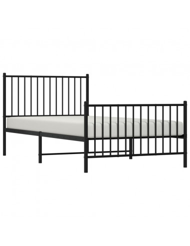 Giroletto con Testiera e Pediera Metallo Nero 100x200 cm