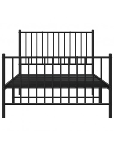 Giroletto con Testiera e Pediera Metallo Nero 100x200 cm