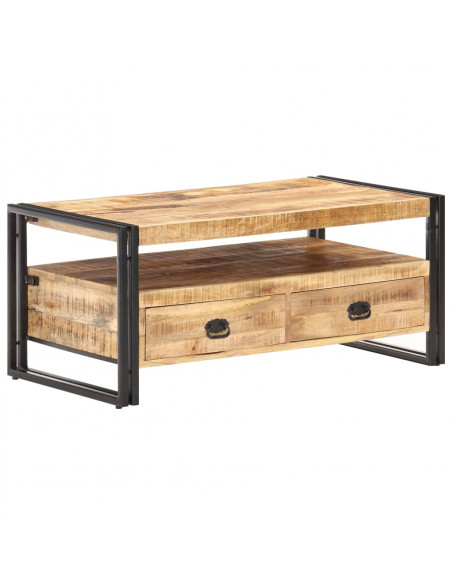 Tavolino da Caffè 100x55x45 cm in Legno di Mango Grezzo